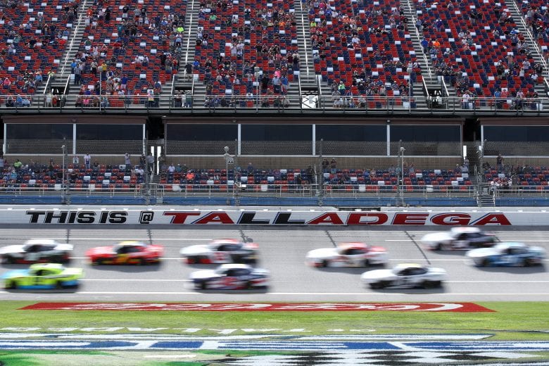 TALLADEGA, ALABAMA - APRIL 24: Cars race during the NASCAR Xfinity Series Ag-Pro 300 at Talladega Superspeedway on April 24, 2021 in Talladega, Alabama. (Photo by Sean Gardner/Getty Images) | Getty Images
