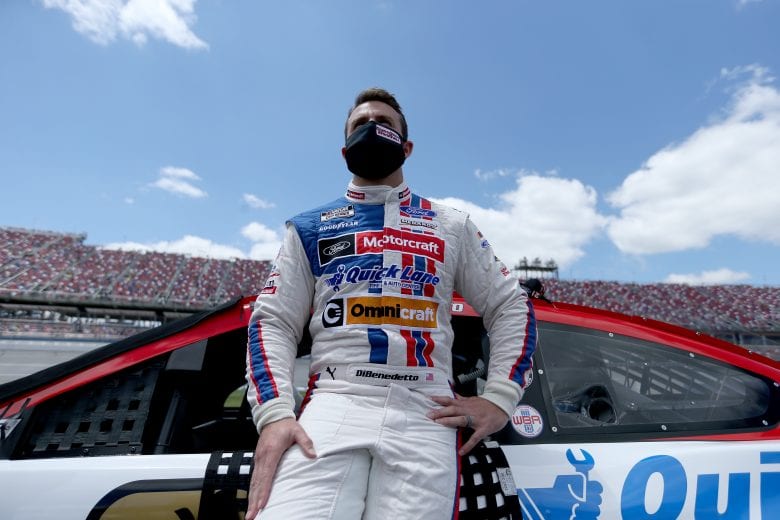 TALLADEGA, ALABAMA - APRIL 25: Matt DiBenedetto, driver of the #21 Motorcraft Quick Lane Ford, waits on the grid prior to the NASCAR Cup Series  GEICO 500 at Talladega Superspeedway on April 25, 2021 in Talladega, Alabama. (Photo by Sean Gardner/Getty Images) | Getty Images