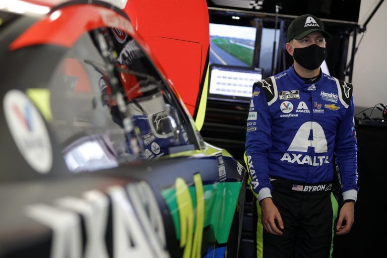 DAYTONA BEACH, FLORIDA - FEBRUARY 13: William Byron, driver of the #24 Axalta Chevrolet, stands in the garage area during practice for the NASCAR Cup Series 63rd Annual Daytona 500 at Daytona International Speedway on February 13, 2021 in Daytona Beach, Florida. (Photo by Chris Graythen/Getty Images) | Getty Images
