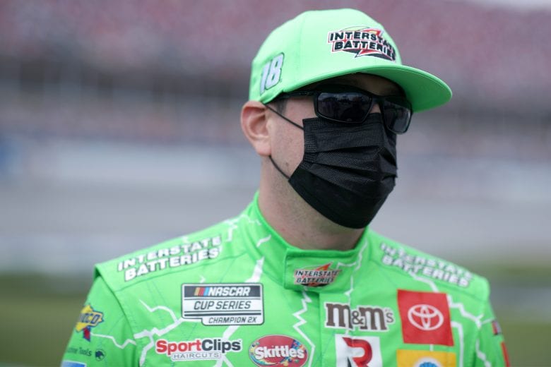 TALLADEGA, ALABAMA - APRIL 25: Kyle Busch, driver of the #18 Interstate Batteries Toyota, waits on the grid prior to the NASCAR Cup Series  GEICO 500 at Talladega Superspeedway on April 25, 2021 in Talladega, Alabama. (Photo by Sean Gardner/Getty Images) | Getty Images