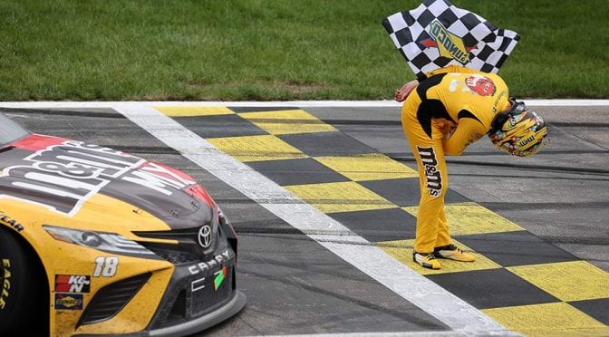 Pressure off: Kyle Busch, Beshore check win box at Kansas, strive for more
