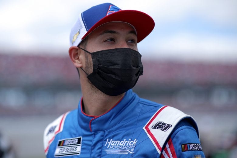 TALLADEGA, ALABAMA - APRIL 25: Kyle Larson, driver of the #5 HendrickCars.com Chevrolet, waits on the grid prior to the NASCAR Cup Series GEICO 500 at Talladega Superspeedway on April 25, 2021 in Talladega, Alabama. (Photo by Sean Gardner/Getty Images) | Getty Images