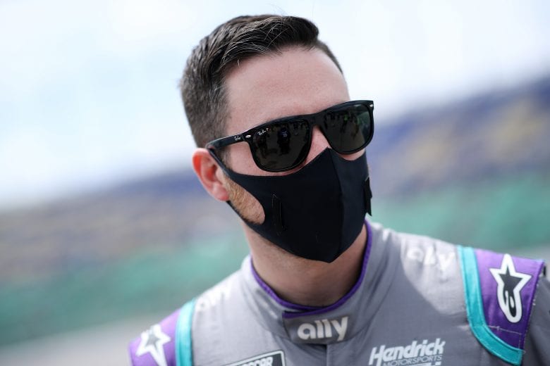 KANSAS CITY, KANSAS - MAY 02: Alex Bowman, driver of the #48 Ally Chevrolet, waits on the grid prior to the NASCAR Cup Series Buschy McBusch Race 400 at Kansas Speedway on May 02, 2021 in Kansas City, Kansas. (Photo by Sean Gardner/Getty Images) | Getty Images