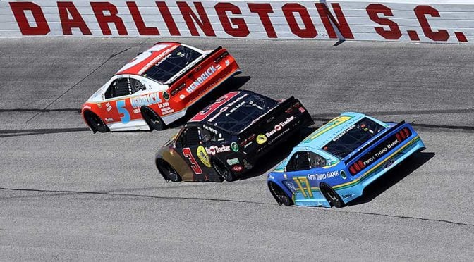 Featured Image for Larson dazzles with three-wide-middle move, salvages second to Truex at Darlington