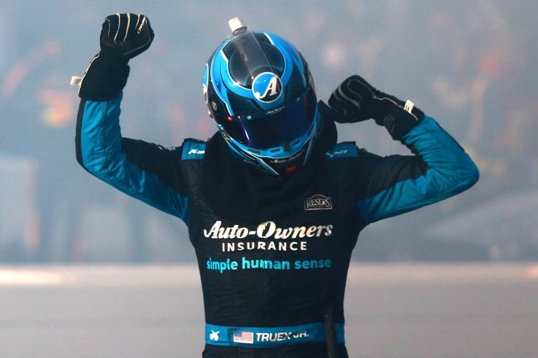 DARLINGTON, SOUTH CAROLINA - MAY 09: Martin Truex Jr., driver of the #19 Auto-Owners Insurance Toyota, celebrates after winning the NASCAR Cup Series Goodyear 400 at Darlington Raceway on May 09, 2021 in Darlington, South Carolina. (Photo by Sean Gardner/Getty Images) | Getty Images