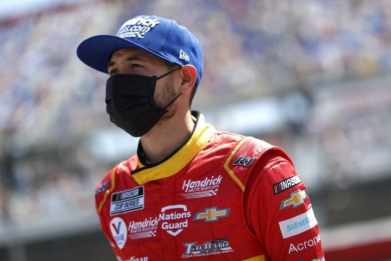 DARLINGTON, SOUTH CAROLINA - MAY 09: Kyle Larson, driver of the #5 HendrickCars.com Throwback Chevrolet, waits on the grid prior to the NASCAR Cup Series Goodyear 400 at Darlington Raceway on May 09, 2021 in Darlington, South Carolina. (Photo by Chris Graythen/Getty Images) | Getty Images
