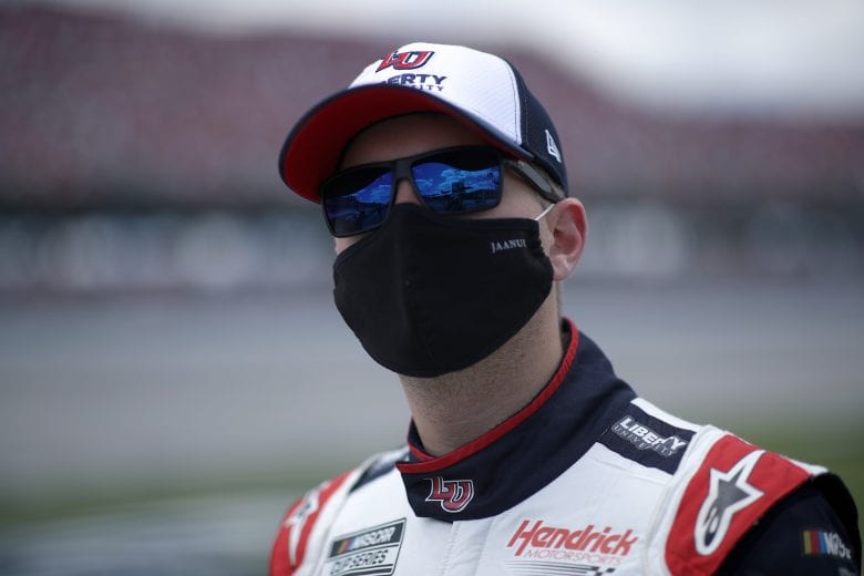 TALLADEGA, ALABAMA - APRIL 25: William Byron, driver of the #24 Liberty University Chevrolet, waits on the grid prior to the NASCAR Cup Series  GEICO 500 at Talladega Superspeedway on April 25, 2021 in Talladega, Alabama. (Photo by Sean Gardner/Getty Images) | Getty Images