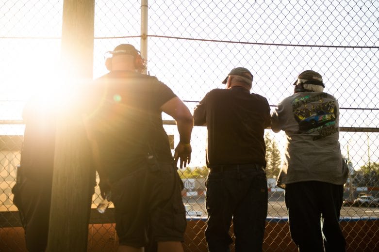 Fans watch the street stocks race during the Miller Lite 200 for the NASCAR Whelen Modified Tour at Riverhead Raceway in Riverhead, New York on May 15, 2021. (Kathryn Riley/NASCAR)