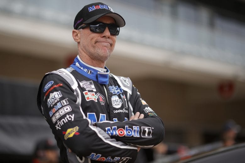 AUSTIN, TEXAS - MAY 23: Kevin Harvick, driver of the #4 Mobil1Thousand.com Ford, waits in the garage area during qualifying for the NASCAR Cup Series EchoPark Texas Grand Prix at Circuit of The Americas on May 23, 2021 in Austin, Texas. (Photo by Chris Graythen/Getty Images) | Getty Images