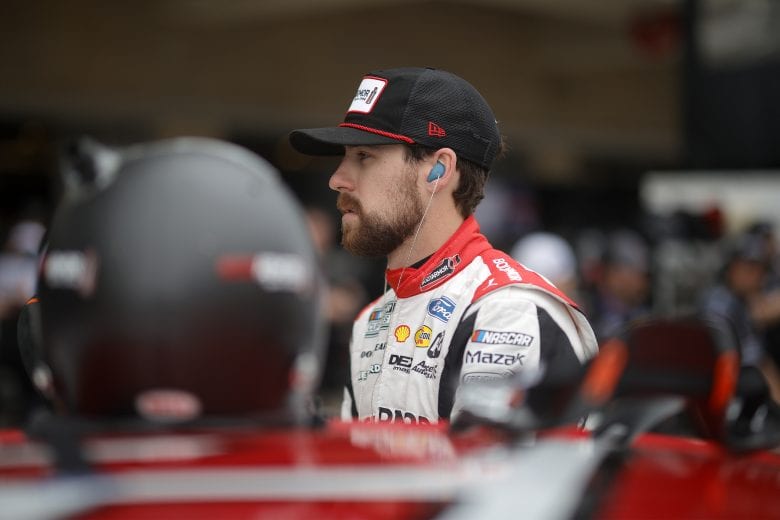 AUSTIN, TEXAS - MAY 23: Ryan Blaney, driver of the #12 BodyArmor Ford, waits in the garage area during qualifying for the NASCAR Cup Series EchoPark Texas Grand Prix at Circuit of The Americas on May 23, 2021 in Austin, Texas. (Photo by Chris Graythen/Getty Images) | Getty Images