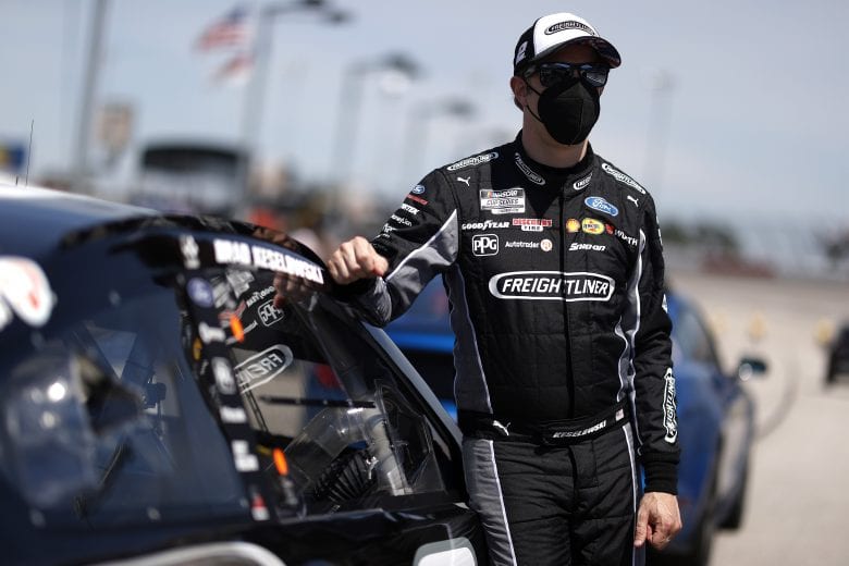 DARLINGTON, SOUTH CAROLINA - MAY 09: Brad Keselowski, driver of the #2 Freightliner Ford, waits on the grid prior to the NASCAR Cup Series Goodyear 400 at Darlington Raceway on May 09, 2021 in Darlington, South Carolina. (Photo by Chris Graythen/Getty Images) | Getty Images