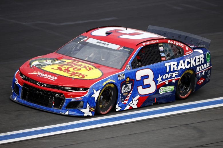 CONCORD, NORTH CAROLINA - MAY 28: Austin Dillon, driver of the #3 Bass Pro Shops/Tracker Off Road Chevrolet, drives during practice for the NASCAR Cup Series Coca-Cola 600 at Charlotte Motor Speedway on May 28, 2021 in Concord, North Carolina. (Photo by Jared C. Tilton/Getty Images) | Getty Images