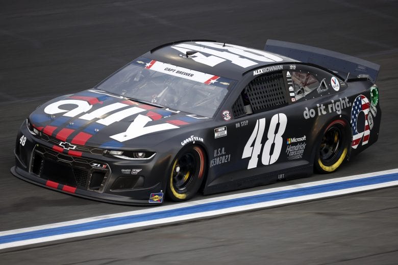 CONCORD, NORTH CAROLINA - MAY 28: Alex Bowman, driver of the #48 Ally Patriotic Chevrolet, drives during practice for the NASCAR Cup Series Coca-Cola 600 at Charlotte Motor Speedway on May 28, 2021 in Concord, North Carolina. (Photo by Jared C. Tilton/Getty Images) | Getty Images