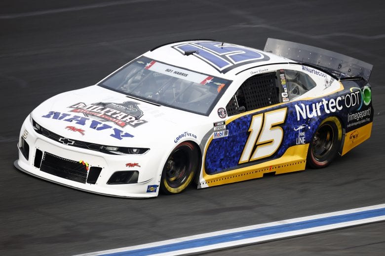 CONCORD, NORTH CAROLINA - MAY 28: James Davison, driver of the #15 NAVY Military Salutes Chevrolet, drives during practice for the NASCAR Cup Series Coca-Cola 600 at Charlotte Motor Speedway on May 28, 2021 in Concord, North Carolina. (Photo by Jared C. Tilton/Getty Images) | Getty Images