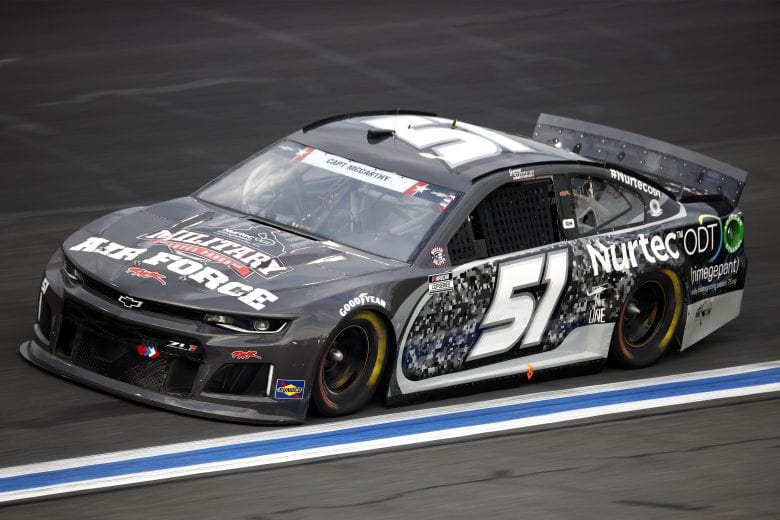 CONCORD, NORTH CAROLINA - MAY 28: Garrett Smithley, driver of the #51 Air Force Military Salutes Chevrolet, drives during practice for the NASCAR Cup Series Coca-Cola 600 at Charlotte Motor Speedway on May 28, 2021 in Concord, North Carolina. (Photo by Jared C. Tilton/Getty Images) | Getty Images
