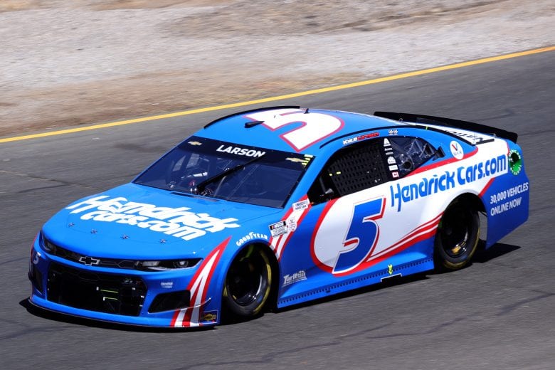 SONOMA, CALIFORNIA - JUNE 06: Kyle Larson, driver of the #5 HendrickCars.com Chevrolet, drives during the NASCAR Cup Series Toyota/Save Mart 350 at Sonoma Raceway on June 06, 2021 in Sonoma, California. (Photo by Carmen Mandato/Getty Images) | Getty Images