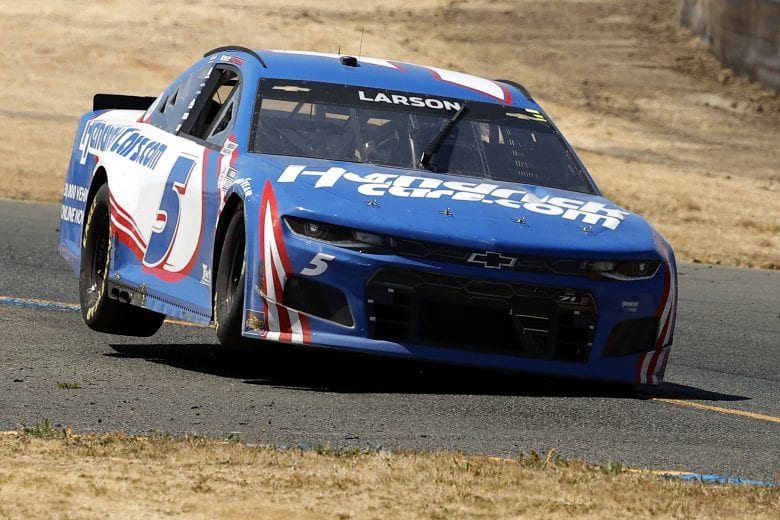 SONOMA, CALIFORNIA - JUNE 06: Kyle Larson, driver of the #5 HendrickCars.com Chevrolet, drives during the NASCAR Cup Series Toyota/Save Mart 350 at Sonoma Raceway on June 06, 2021 in Sonoma, California. (Photo by Maddie Meyer/Getty Images) | Getty Images