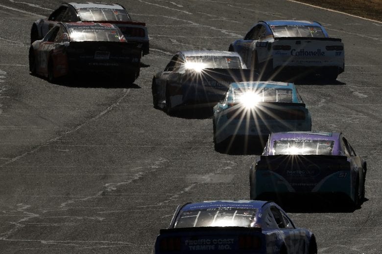 SONOMA, CALIFORNIA - JUNE 06: Cars race during the NASCAR Cup Series Toyota/Save Mart 350 at Sonoma Raceway on June 06, 2021 in Sonoma, California. (Photo by Maddie Meyer/Getty Images) | Getty Images