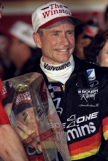 16 May 1998:  Mark Martin holds the trophy after winning The Winston at the Charlotte Motor Speedway in Concord, North Carolina. Mandatory Credit: Craig Jones  /Allsport