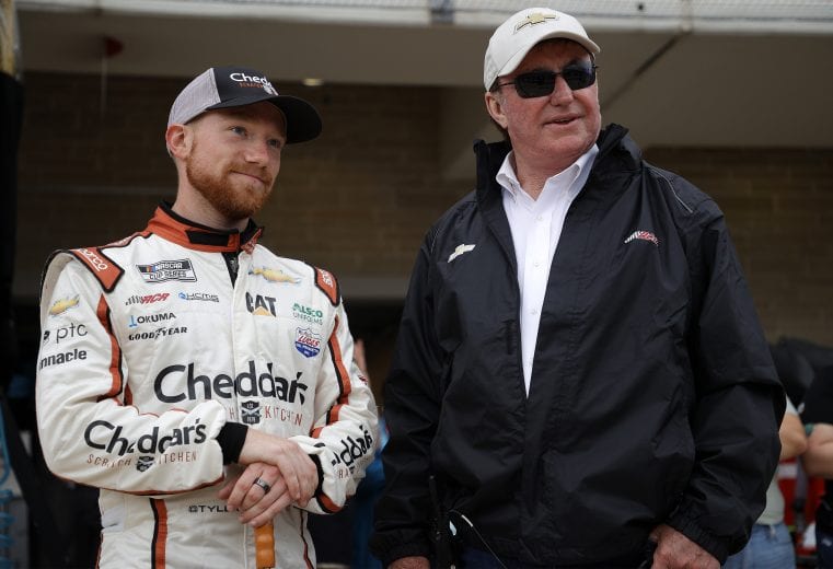 AUSTIN, TEXAS - MAY 23: Tyler Reddick, driver of the #8 Cheddar's Chevrolet, and team owner, Richard Childress talk on the grid prior to the NASCAR Cup Series EchoPark Texas Grand Prix at Circuit of The Americas on May 23, 2021 in Austin, Texas. (Photo by Chris Graythen/Getty Images) | Getty Images