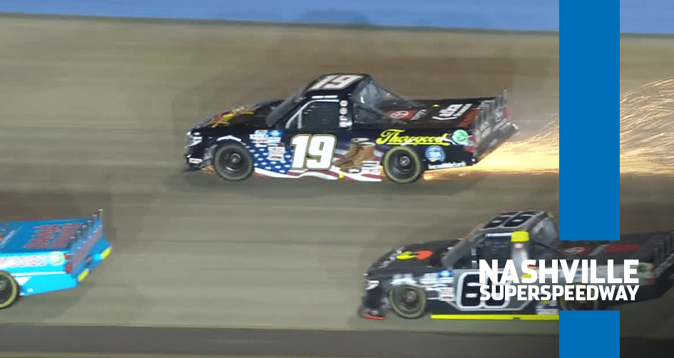 Hard hit for Derek Kraus at Nashville Superspeedway NASCAR