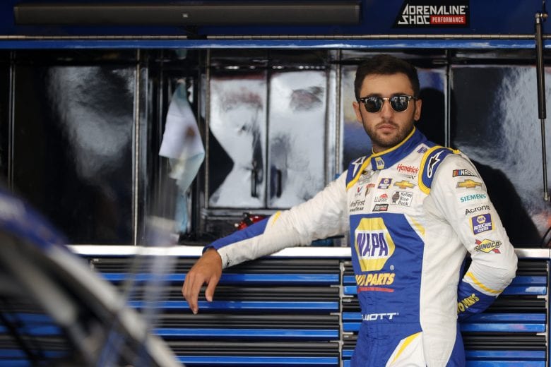 LEBANON, TENNESSEE - JUNE 19: Chase Elliott, driver of the #9 NAPA Auto Parts Chevrolet, waits in the garage area during practice for the NASCAR Cup Series Ally 400 at Nashville Superspeedway on June 19, 2021 in Lebanon, Tennessee. (Photo by Sarah Stier/Getty Images) | Getty Images