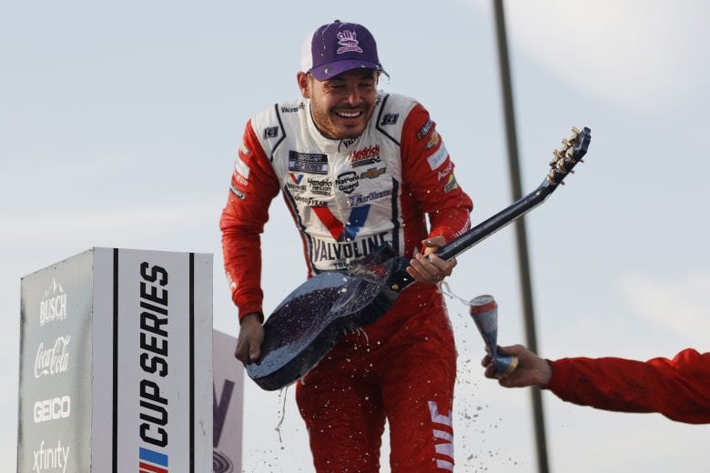 LEBANON, TENNESSEE - JUNE 20: Kyle Larson, driver of the #5 Valvoline Chevrolet, celebrates in victory lane after winning the NASCAR Cup Series Ally 400 at Nashville Superspeedway on June 20, 2021 in Lebanon, Tennessee. (Photo by Sarah Stier/Getty Images) | Getty Images
