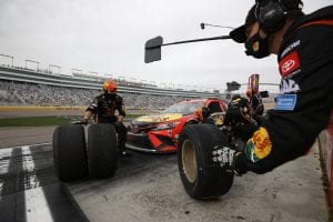 LAS VEGAS, NEVADA - MARCH 07: Martin Truex Jr., driver of the #19 Bass Pro Toyota, pits during the NASCAR Cup Series Pennzoil 400 presented by Jiffy Lube at the Las Vegas Motor Speedway on March 07, 2021 in Las Vegas, Nevada. (Photo by Chris Graythen/Getty Images) | Getty Images