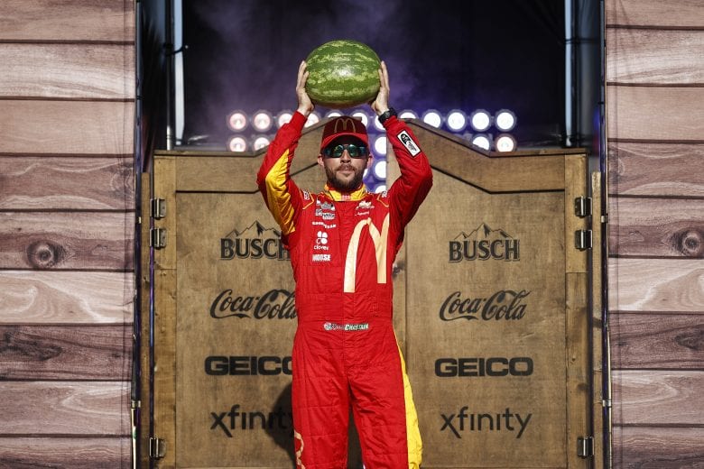 FORT WORTH, TEXAS - JUNE 13: Ross Chastain, driver of the #42 McDonald's Chevrolet, walks on stage during driver intros prior to the NASCAR All-Star Race at Texas Motor Speedway on June 13, 2021 in Fort Worth, Texas. (Photo by Chris Graythen/Getty Images) | Getty Images