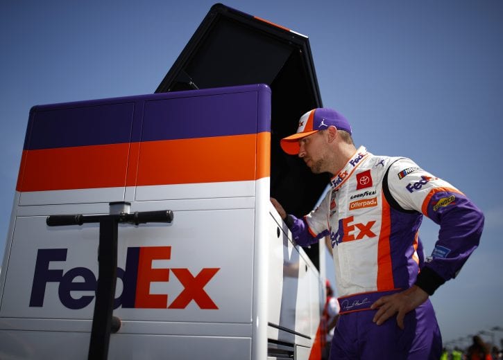 LEBANON, TENNESSEE - JUNE 20: Denny Hamlin, driver of the #11 FedEx Express Toyota, prepares for qualifying for the NASCAR Cup Series Ally 400 at Nashville Superspeedway on June 20, 2021 in Lebanon, Tennessee. (Photo by Jared C. Tilton/Getty Images) | Getty Images