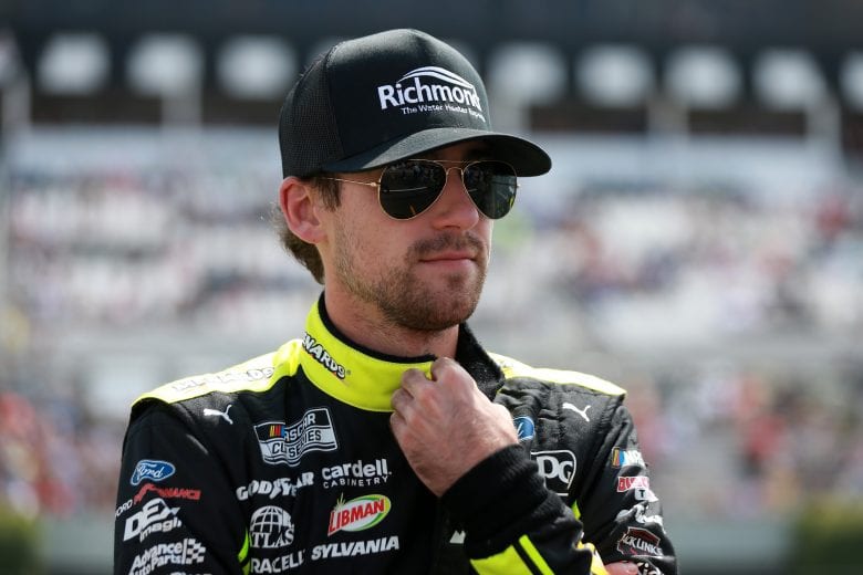 LONG POND, PENNSYLVANIA - JUNE 26: Ryan Blaney, driver of the #12 Menards/Richmond Ford, waits on the grid prior to the NASCAR Cup Series Pocono Organics CBD 325 at Pocono Raceway on June 26, 2021 in Long Pond, Pennsylvania. (Photo by Sean Gardner/Getty Images) | Getty Images