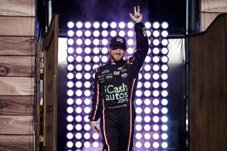 FORT WORTH, TEXAS - JUNE 13: Tyler Reddick, driver of the #8 iCashautos/I Am Second Chevrolet, waves to fans on stage during driver intros prior to the NASCAR All-Star Race at Texas Motor Speedway on June 13, 2021 in Fort Worth, Texas. (Photo by Chris Graythen/Getty Images) | Getty Images