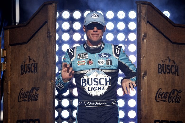 FORT WORTH, TEXAS - JUNE 13: Kevin Harvick, driver of the #4 Busch Light #BuschToTheMoon Ford, walks on stage during driver intros prior to the NASCAR All-Star Race at Texas Motor Speedway on June 13, 2021 in Fort Worth, Texas. (Photo by Chris Graythen/Getty Images) | Getty Images