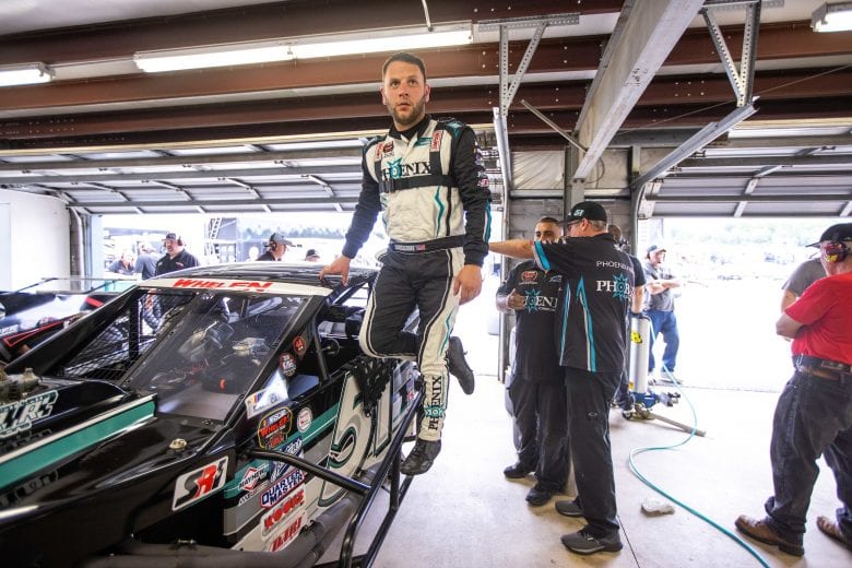Justin Bonsignore, driver of the #51 Pheonix Communications Inc. Chevrolet, during the Whelen 100 for the NASCAR Whelen Modified Series at New Hampshire Motor Speedway in Loudon, New Hampshire on July 17, 2021. (Paul Rutherford/NASCAR)