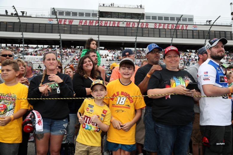 LOUDON, NEW HAMPSHIRE - JULY 18: NASCAR fans look on prior to the NASCAR Cup Series Foxwoods Resort Casino 301 at New Hampshire Motor Speedway on July 18, 2021 in Loudon, New Hampshire. (Photo by James Gilbert/Getty Images) | Getty Images