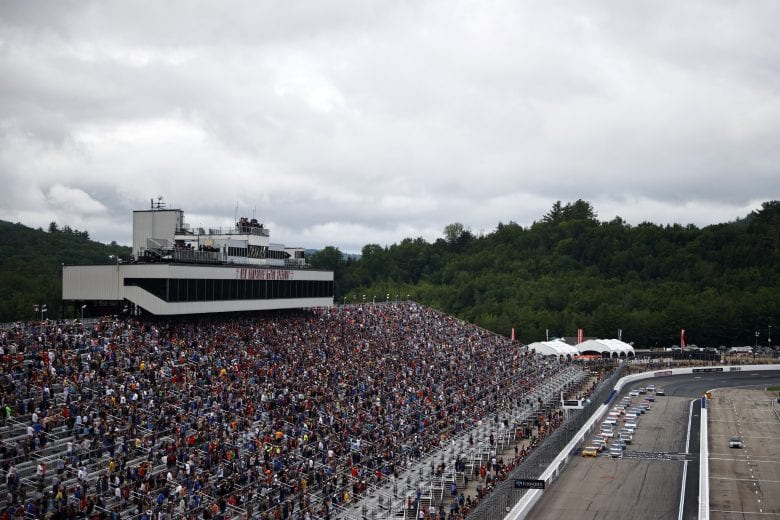 LOUDON, NEW HAMPSHIRE - JULY 18: A general view of the restart after a rain delay during the NASCAR Cup Series Foxwoods Resort Casino 301 at New Hampshire Motor Speedway on July 18, 2021 in Loudon, New Hampshire. (Photo by Jared C. Tilton/Getty Images) | Getty Images