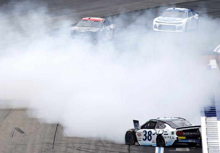 LOUDON, NEW HAMPSHIRE - JULY 18: Anthony Alfredo, driver of the #38 Dude Wipes Ford, spins into the wall during the NASCAR Cup Series Foxwoods Resort Casino 301 at New Hampshire Motor Speedway on July 18, 2021 in Loudon, New Hampshire. (Photo by Jared C. Tilton/Getty Images) | Getty Images