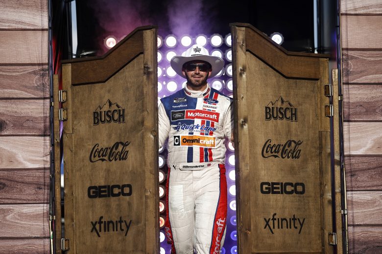 FORT WORTH, TEXAS - JUNE 13: Matt DiBenedetto, driver of the #21 Quick Lane Tire & Auto Center Ford, walks on stage during driver intros prior to the NASCAR All-Star Race at Texas Motor Speedway on June 13, 2021 in Fort Worth, Texas. (Photo by Chris Graythen/Getty Images) | Getty Images