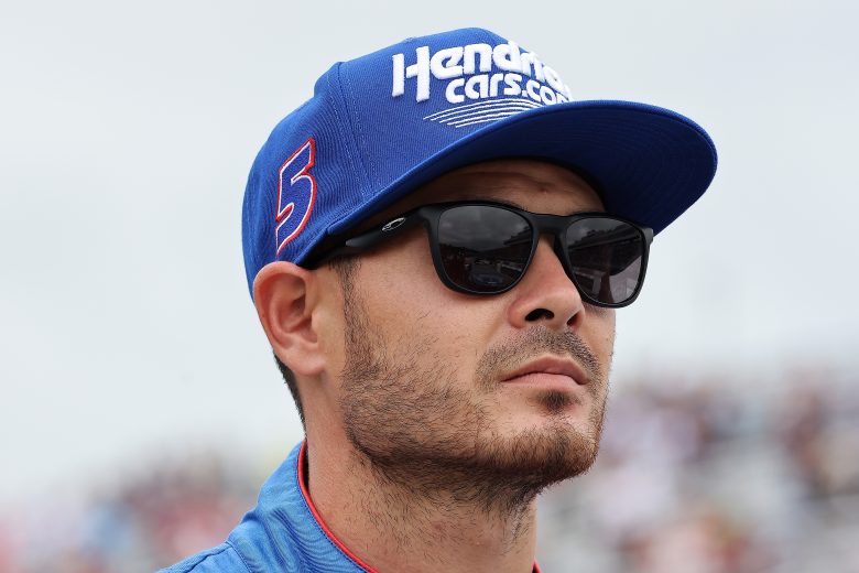 LOUDON, NEW HAMPSHIRE - JULY 18: Kyle Larson, driver of the #5 HendrickCars.com Chevrolet, waits on the grid prior to the NASCAR Cup Series  Foxwoods Resort Casino 301 at New Hampshire Motor Speedway on July 18, 2021 in Loudon, New Hampshire. (Photo by James Gilbert/Getty Images) | Getty Images