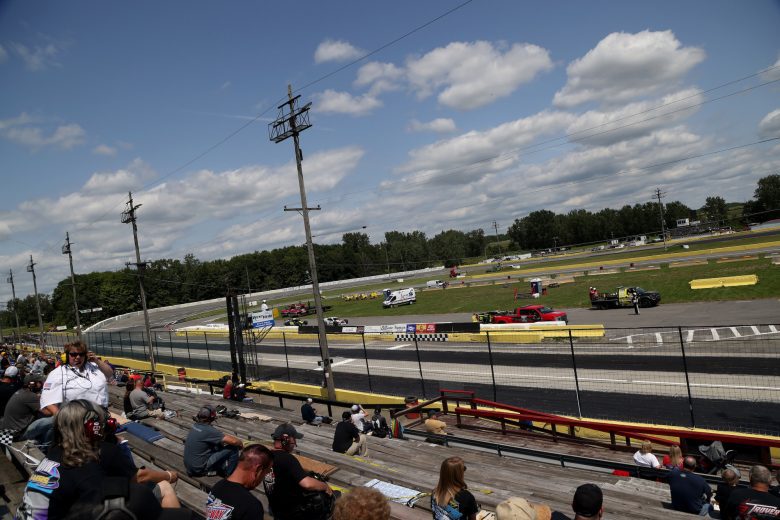 A general view of New York International Raceway Park during practice prior to the Nu Way Auto Parts 150 for the NASCAR Whelen Modified Tour in Lancaster, New York on July 31, 2021. (Bryan Bennett/NASCAR)