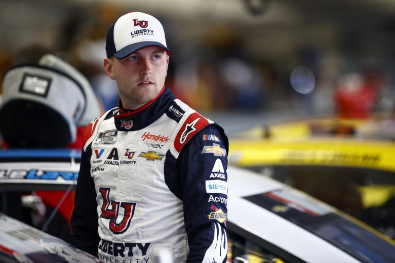 CONCORD, NORTH CAROLINA - MAY 28: William Byron, driver of the #24 Liberty University Chevrolet, waits in the garage area during practice for the NASCAR Cup Series Coca-Cola 600 at Charlotte Motor Speedway on May 28, 2021 in Concord, North Carolina. (Photo by Jared C. Tilton/Getty Images) | Getty Images