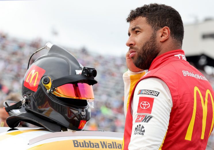 LOUDON, NEW HAMPSHIRE - JULY 18: Bubba Wallace, driver of the #23 McDonald's Toyota, prepares to restart the NASCAR Cup Series Foxwoods Resort Casino 301 at New Hampshire Motor Speedway on July 18, 2021 in Loudon, New Hampshire. (Photo by James Gilbert/Getty Images) | Getty Images