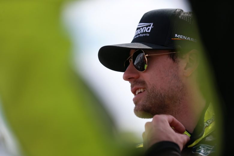 LONG POND, PENNSYLVANIA - JUNE 26: Ryan Blaney, driver of the #12 Menards/Richmond Ford, waits on the grid prior to the NASCAR Cup Series Pocono Organics CBD 325 at Pocono Raceway on June 26, 2021 in Long Pond, Pennsylvania. (Photo by Sean Gardner/Getty Images) | Getty Images