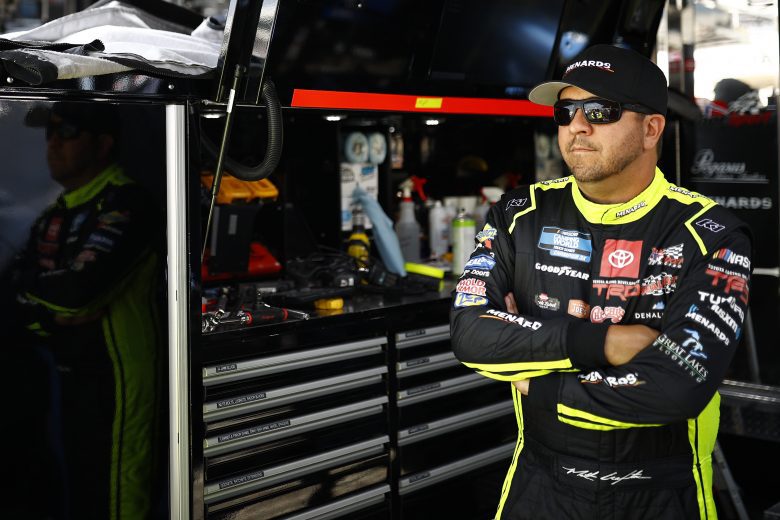 CONCORD, NORTH CAROLINA - MAY 28: Matt Crafton, driver of the #88 Jack Links/Menards Toyota, waits in the garage area during practice for the NASCAR Camping World Truck Series North Carolina Education Lottery 200 at Charlotte Motor Speedway on May 28, 2021 in Concord, North Carolina. (Photo by Jared C. Tilton/Getty Images) | Getty Images