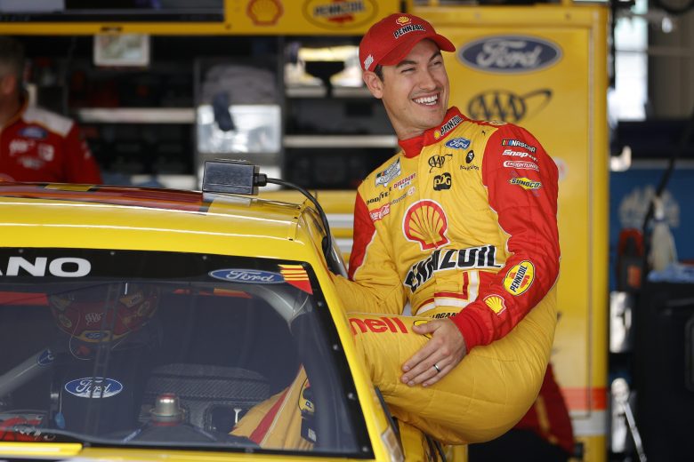 LEBANON, TENNESSEE - JUNE 19: Joey Logano, driver of the #22 Shell Pennzoil Ford, enters his car in the garage area during practice for the NASCAR Cup Series Ally 400 at Nashville Superspeedway on June 19, 2021 in Lebanon, Tennessee. (Photo by Sarah Stier/Getty Images) | Getty Images