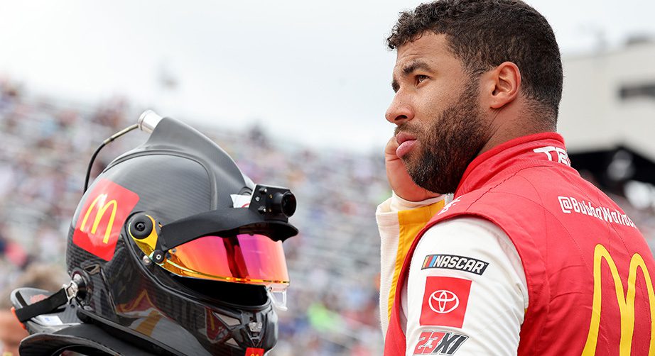LOUDON, NEW HAMPSHIRE - JULY 18: Bubba Wallace, driver of the #23 McDonald's Toyota, prepares to restart the NASCAR Cup Series Foxwoods Resort Casino 301 at New Hampshire Motor Speedway on July 18, 2021 in Loudon, New Hampshire. (Photo by James Gilbert/Getty Images) | Getty Images