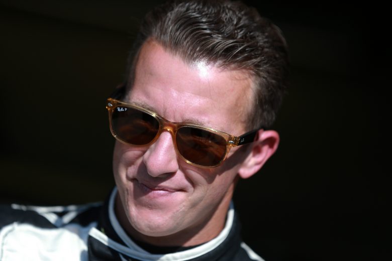 INDIANAPOLIS, INDIANA - AUGUST 13: AJ Allmendinger, driver of the #16 Hyperice Chevrolet, waits in the garage area during practice for the NASCAR Xfinity Series Pennzoil 150 at the Brickyard at Indianapolis Motor Speedway on August 13, 2021 in Indianapolis, Indiana. (Photo by Sean Gardner/Getty Images) | Getty Images