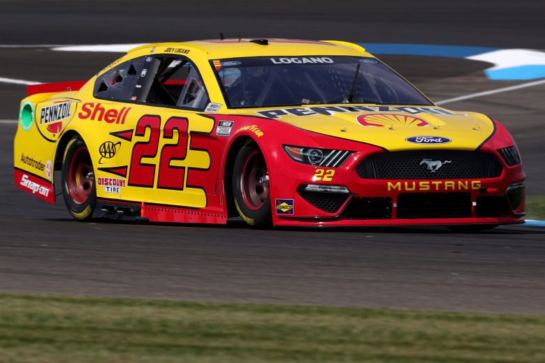 INDIANAPOLIS, INDIANA - AUGUST 14: Joey Logano, driver of the #22 Shell Pennzoil Ford, drives during practice for the NASCAR Cup Series Verizon 200 at the Brickyard at Indianapolis Motor Speedway on August 14, 2021 in Indianapolis, Indiana. (Photo by Stacy Revere/Getty Images) | Getty Images