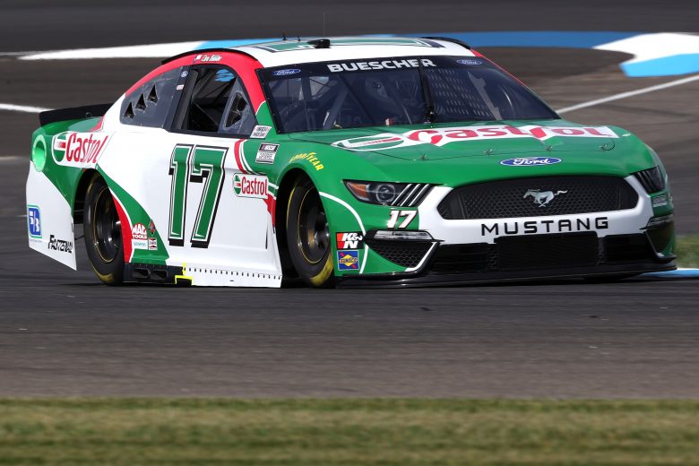 INDIANAPOLIS, INDIANA - AUGUST 14: Chris Buescher, driver of the #17 Castrol Ford, drives during practice for the NASCAR Cup Series Verizon 200 at the Brickyard at Indianapolis Motor Speedway on August 14, 2021 in Indianapolis, Indiana. (Photo by Stacy Revere/Getty Images) | Getty Images