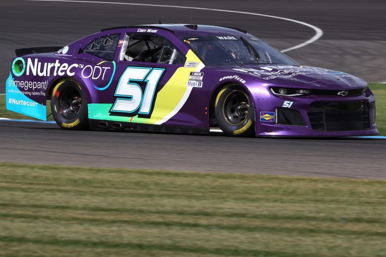 INDIANAPOLIS, INDIANA - AUGUST 14: Cody Ware, driver of the #51 Nurtec ODT Chevrolet, drives during practice for the NASCAR Cup Series Verizon 200 at the Brickyard at Indianapolis Motor Speedway on August 14, 2021 in Indianapolis, Indiana. (Photo by Stacy Revere/Getty Images) | Getty Images
